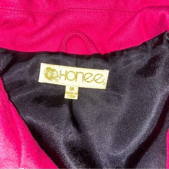 Vintage Wool Pea Coat Honee Pink Barbie Buttons Size Medium - Picture 2 of 8